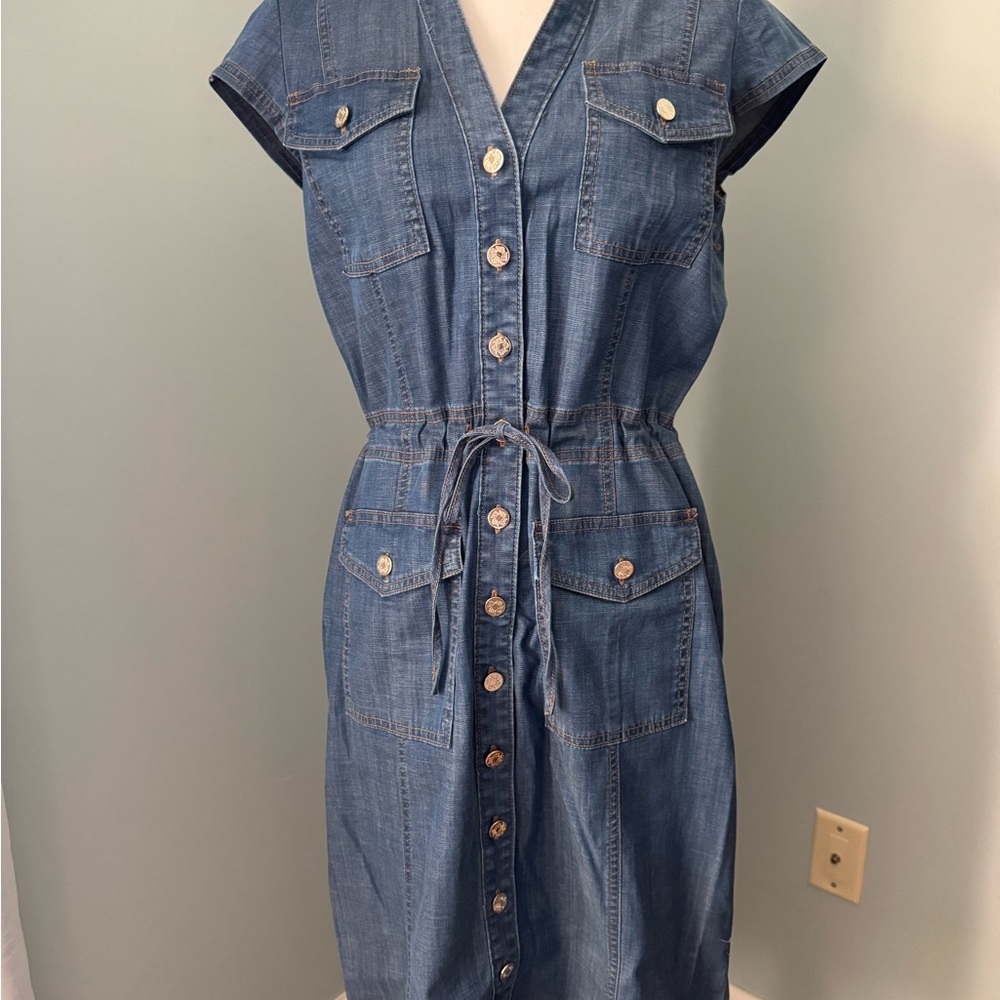 White House Black Market denim stretch Shirt Dress